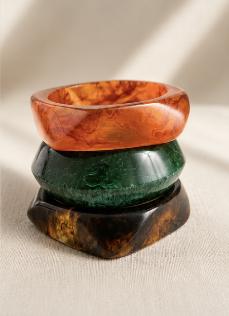 Tango Chunky Twist Resin Bangle Set